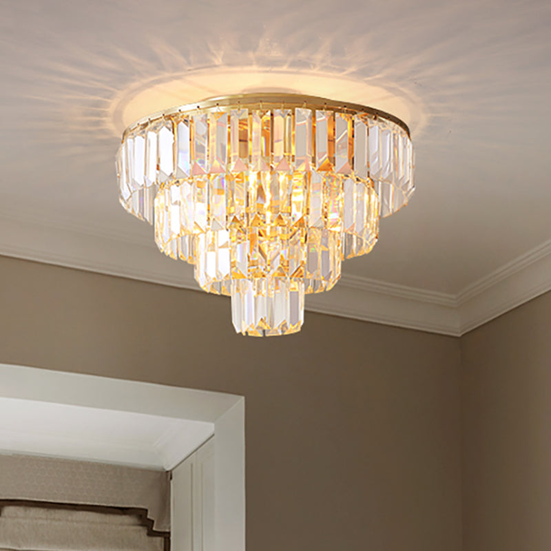 Eleanor's Modern Crystal Chandelier: Tiered Elegance in Gold (5 or 6 Lights)