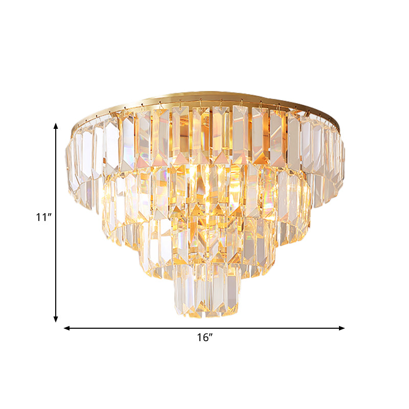 Eleanor's Modern Crystal Chandelier: Tiered Elegance in Gold (5 or 6 Lights)