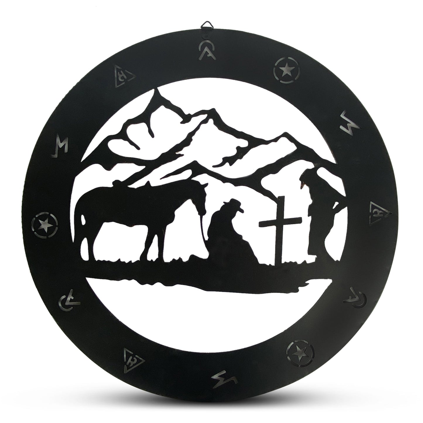 Rustic Metal Wall Art 15in-Praying Cowboy