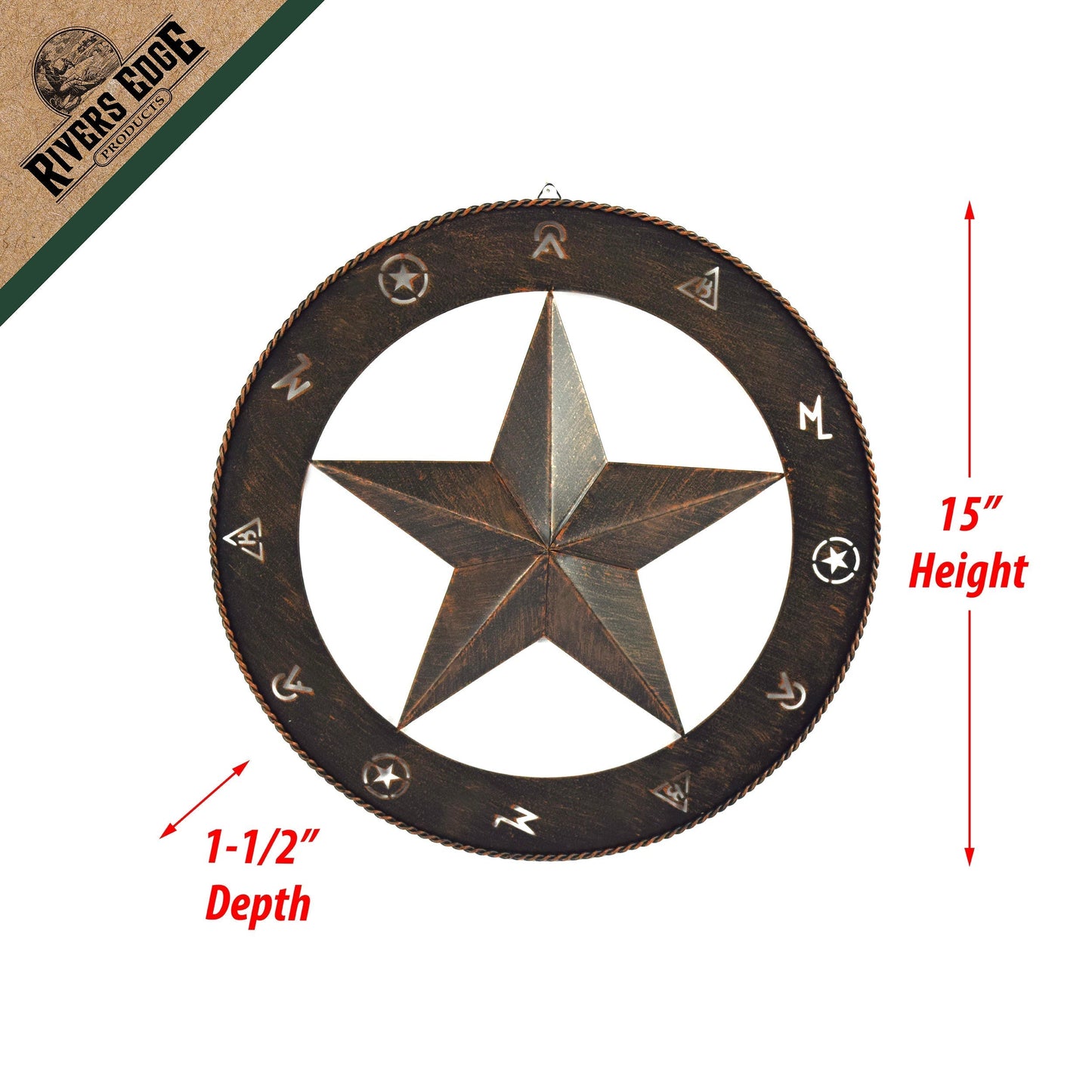 Rustic Metal Wall Art 15in-Barn Star