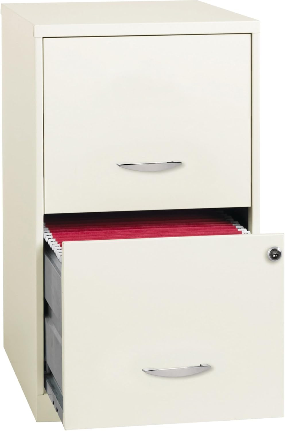 2-Drawer File Cabinet White 14.2 X 18 X 24.5 Inches Locking Drawers Steel Enamel
