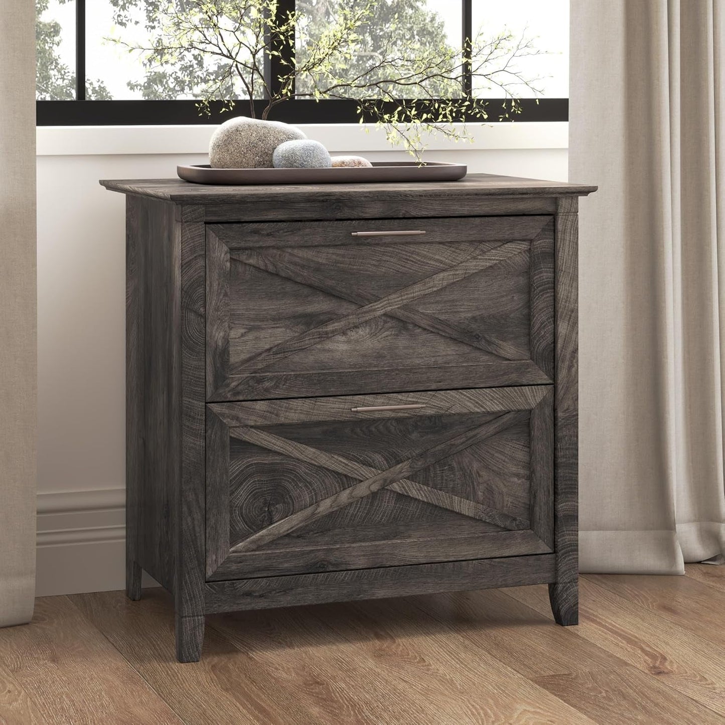 Key West 2 Drawer Lateral File Cabinet Dark Gray Hickory