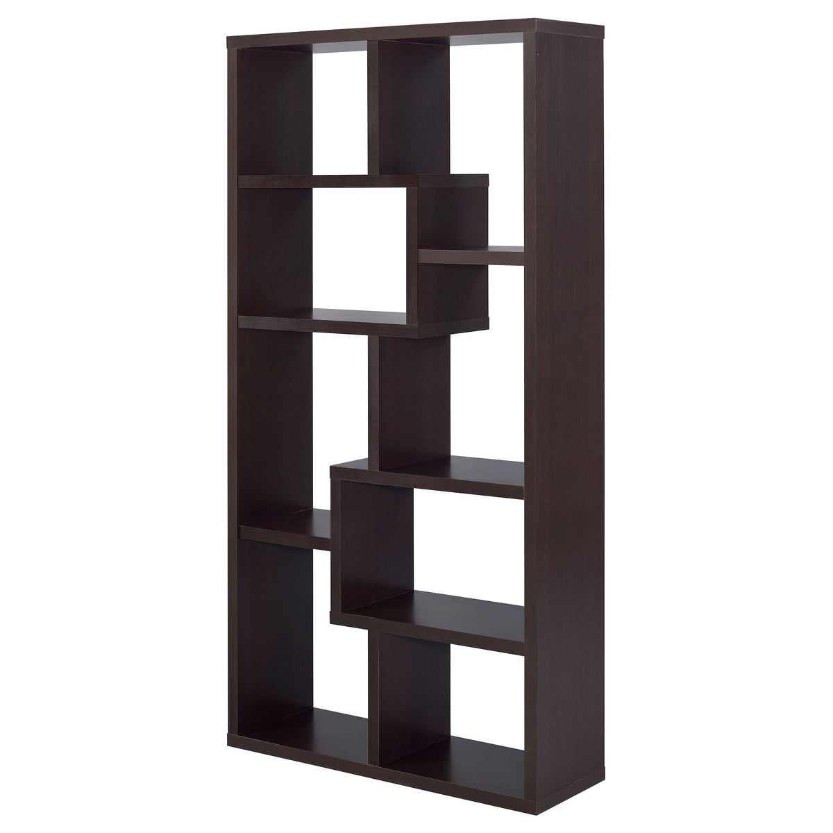 8-Shelf Cappuccino Geometric Bookcase