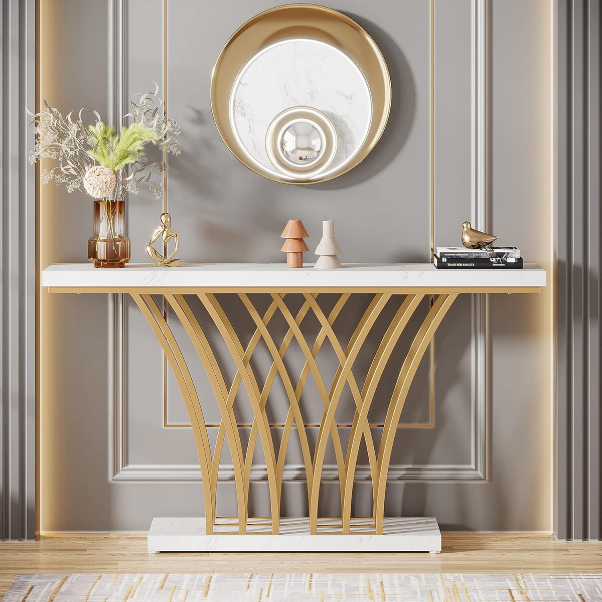 59-Inch Gold Console Table
