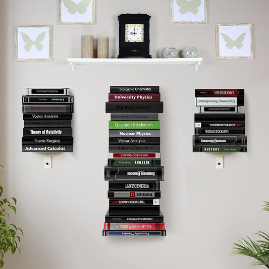 Invisible Floating Bookshelf Wall Mounted 8 Tier White