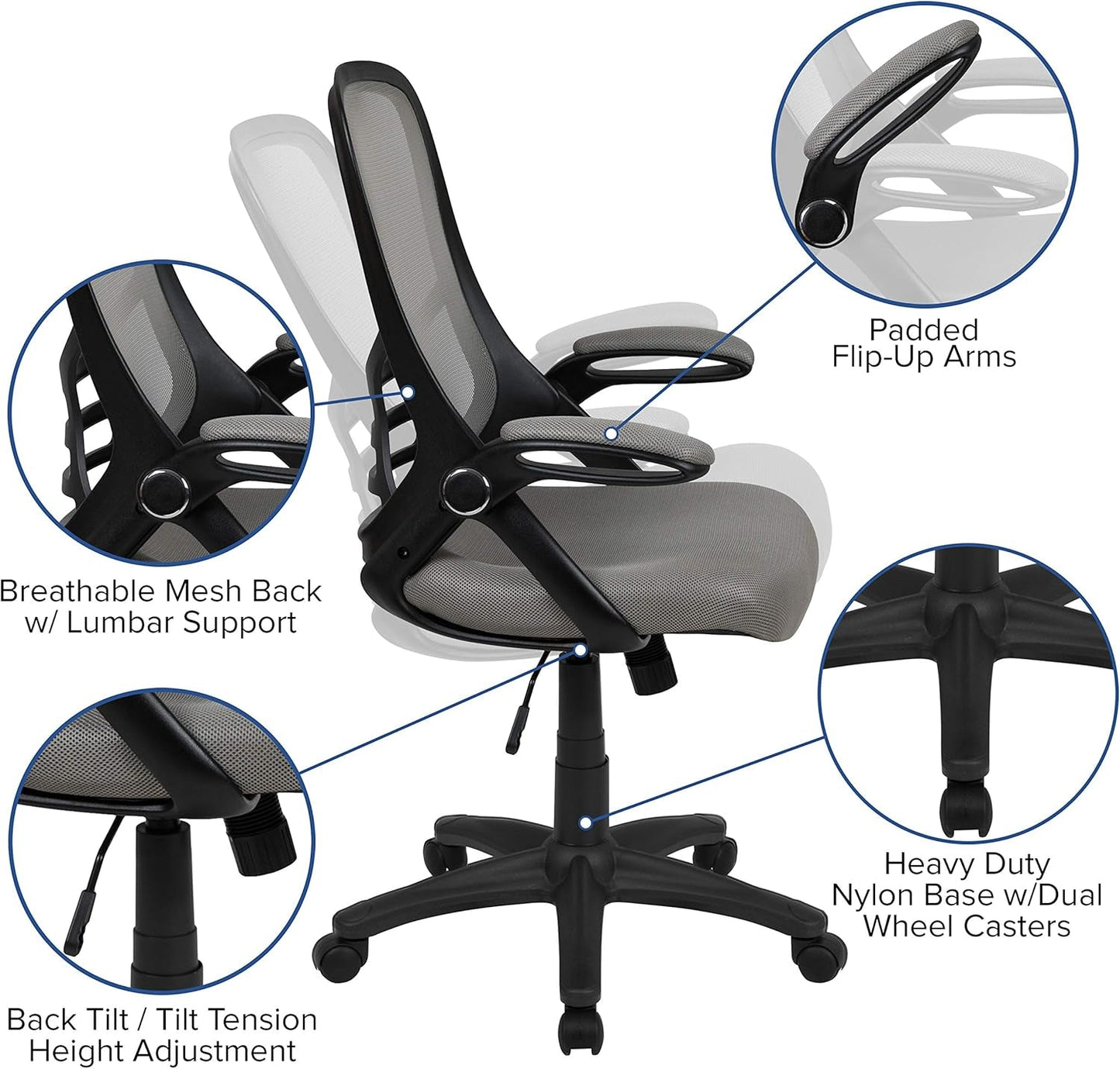 Porter High Back Swivel Office Chair With Lumbar Support