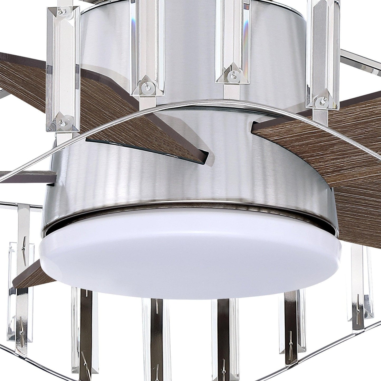 27" Modern Brush Nickel Flush Mount Reversible Ceiling Fan with Lighting and Remote Control