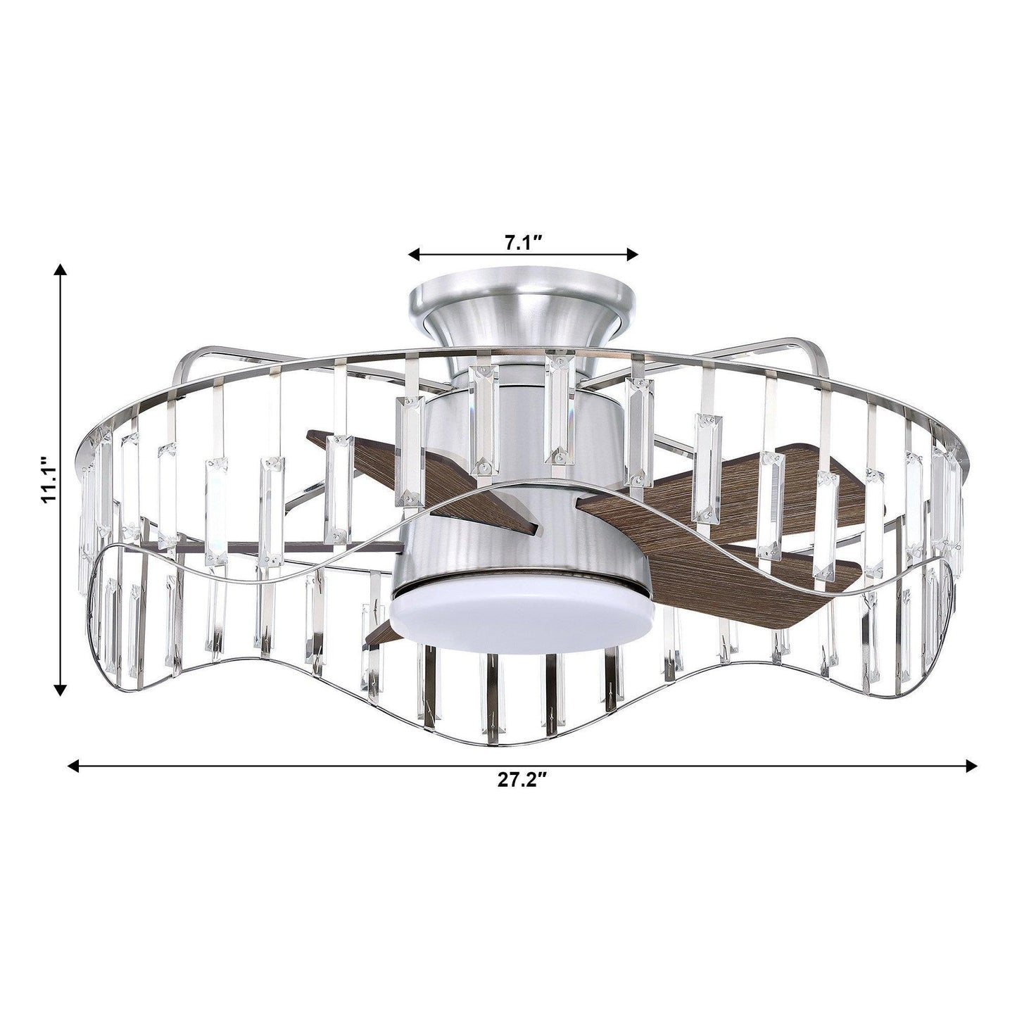 27" Modern Brush Nickel Flush Mount Reversible Ceiling Fan with Lighting and Remote Control