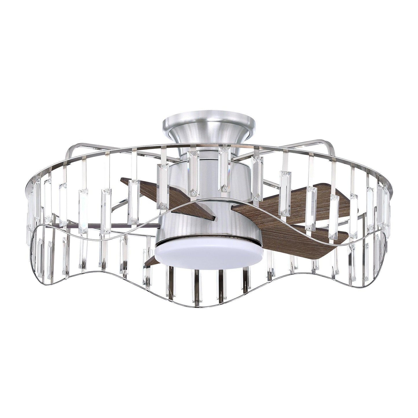 27" Modern Brush Nickel Flush Mount Reversible Ceiling Fan with Lighting and Remote Control