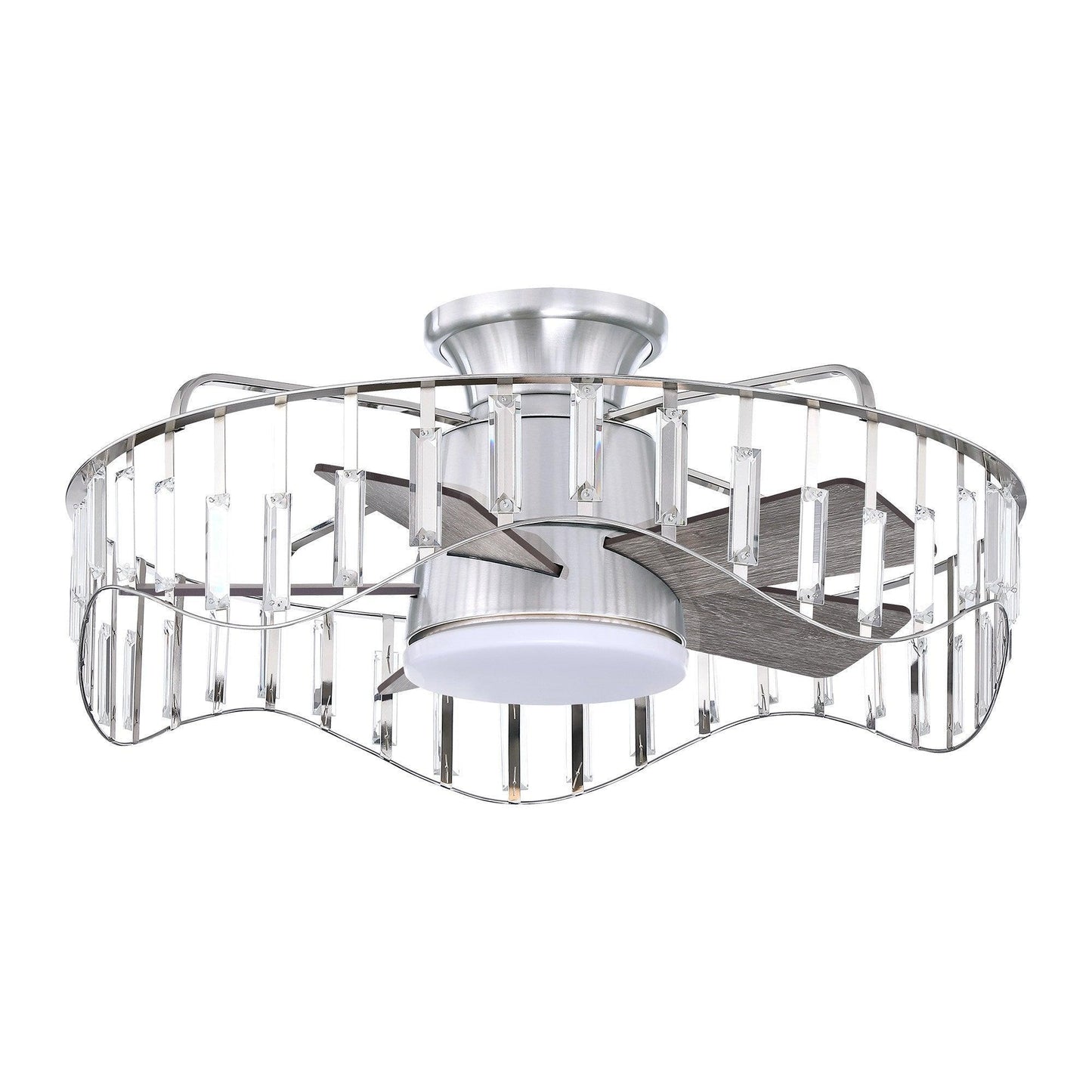 27" Modern Brush Nickel Flush Mount Reversible Ceiling Fan with Lighting and Remote Control