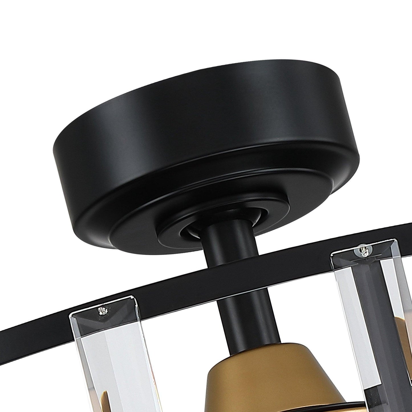 27" Modern DC Motor Downrod Mount Reversible Crystal Ceiling Fan with Lighting and Remote Control