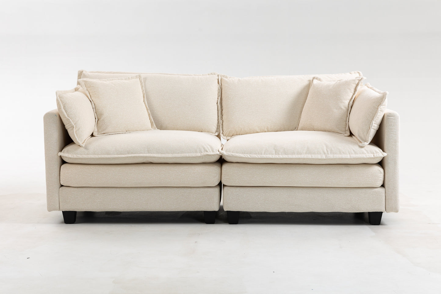 Modern 2-Seat Sectional Sofa with Waist Pillows