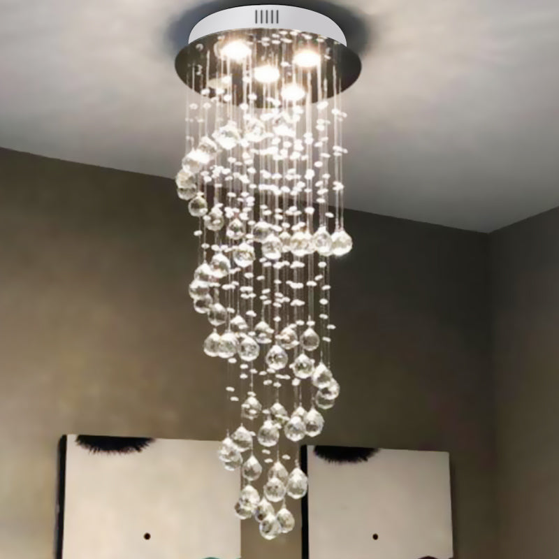 Haisley Modern Crystal Chandelier - Flush Mount Ceiling Light with 5 Lights