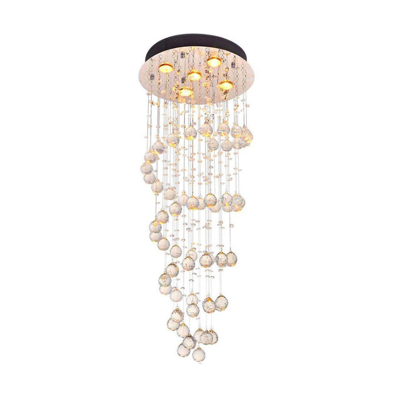 Haisley Modern Crystal Chandelier - Flush Mount Ceiling Light with 5 Lights