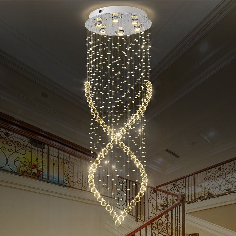 Mckenna Modern 6-Light Nickel & Crystal Flushmount Ceiling Light