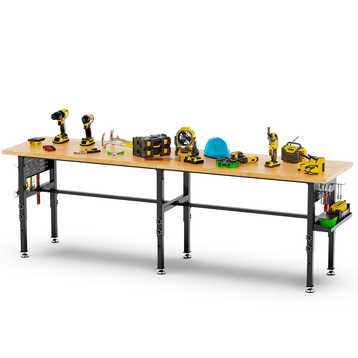 96" Adjustable Workbench with Side Pegboard