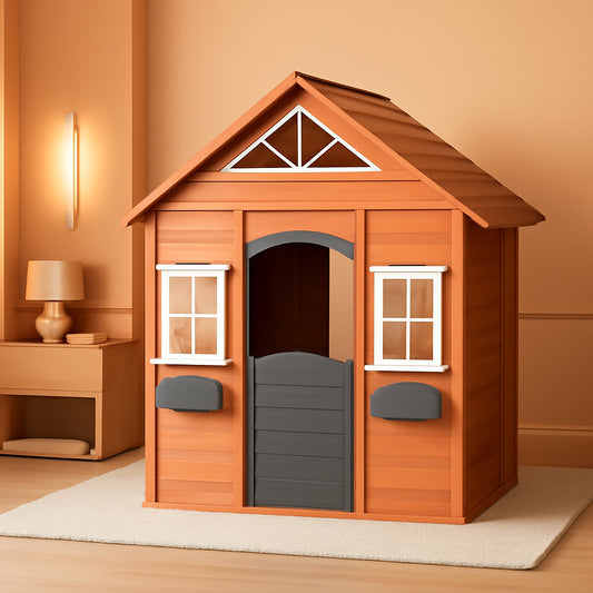 Wooden Playhouse With Open Design And Flower Pot Holders