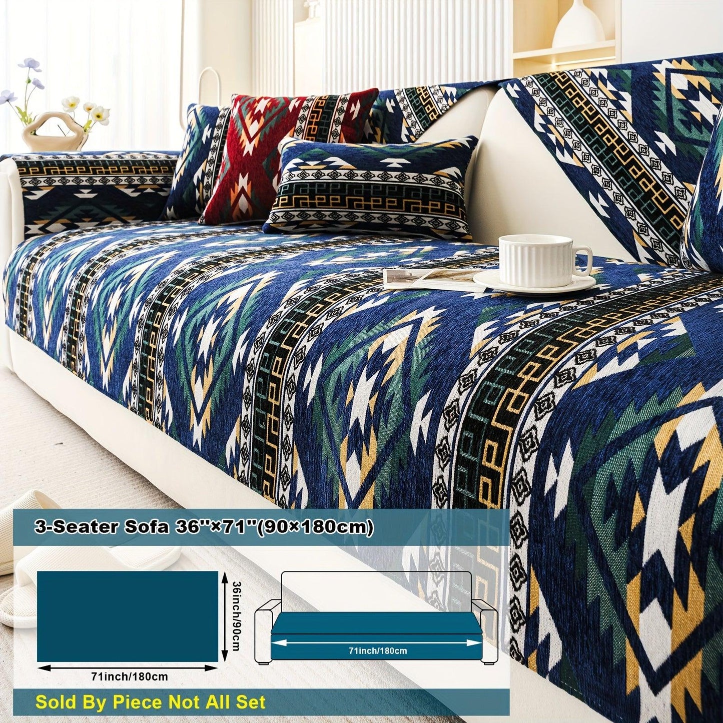 Boho Couch Cover - Chic Snow Chenille Sofa Slipcover