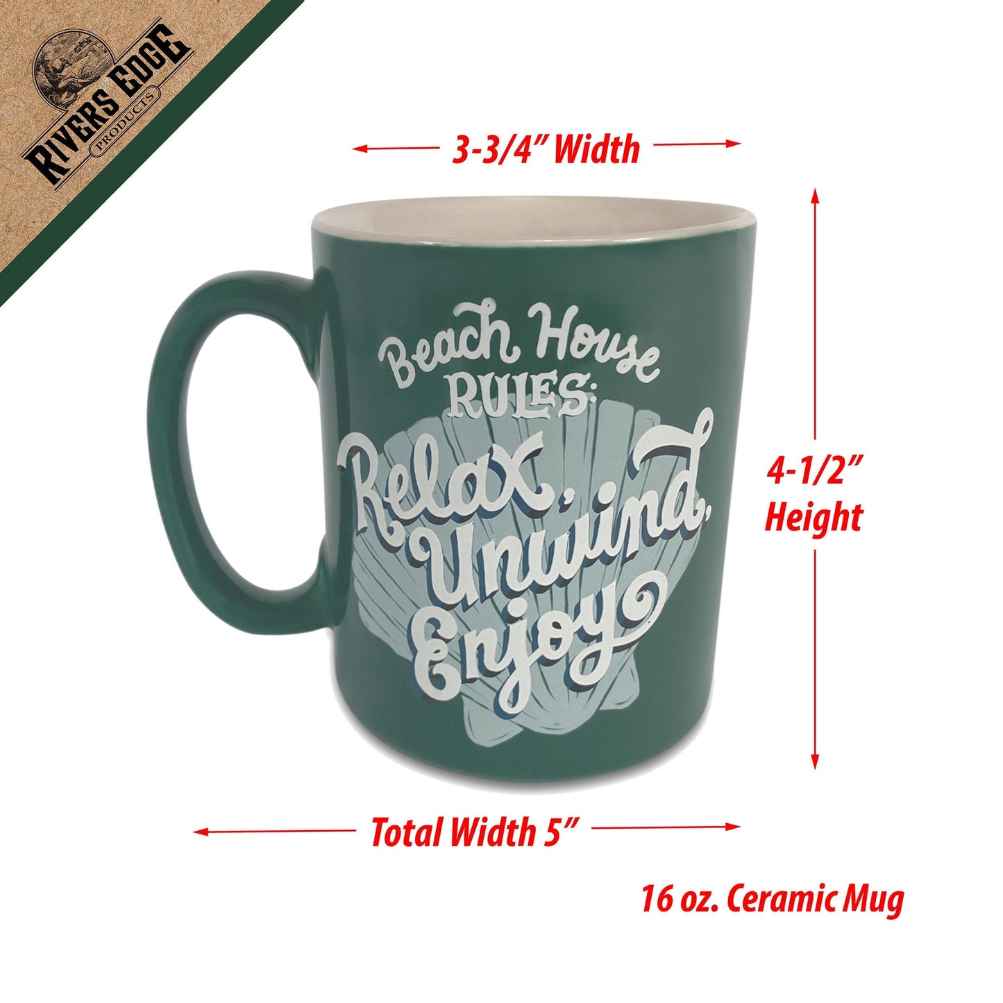 Ceramic Mug 16oz-Beach House Rules