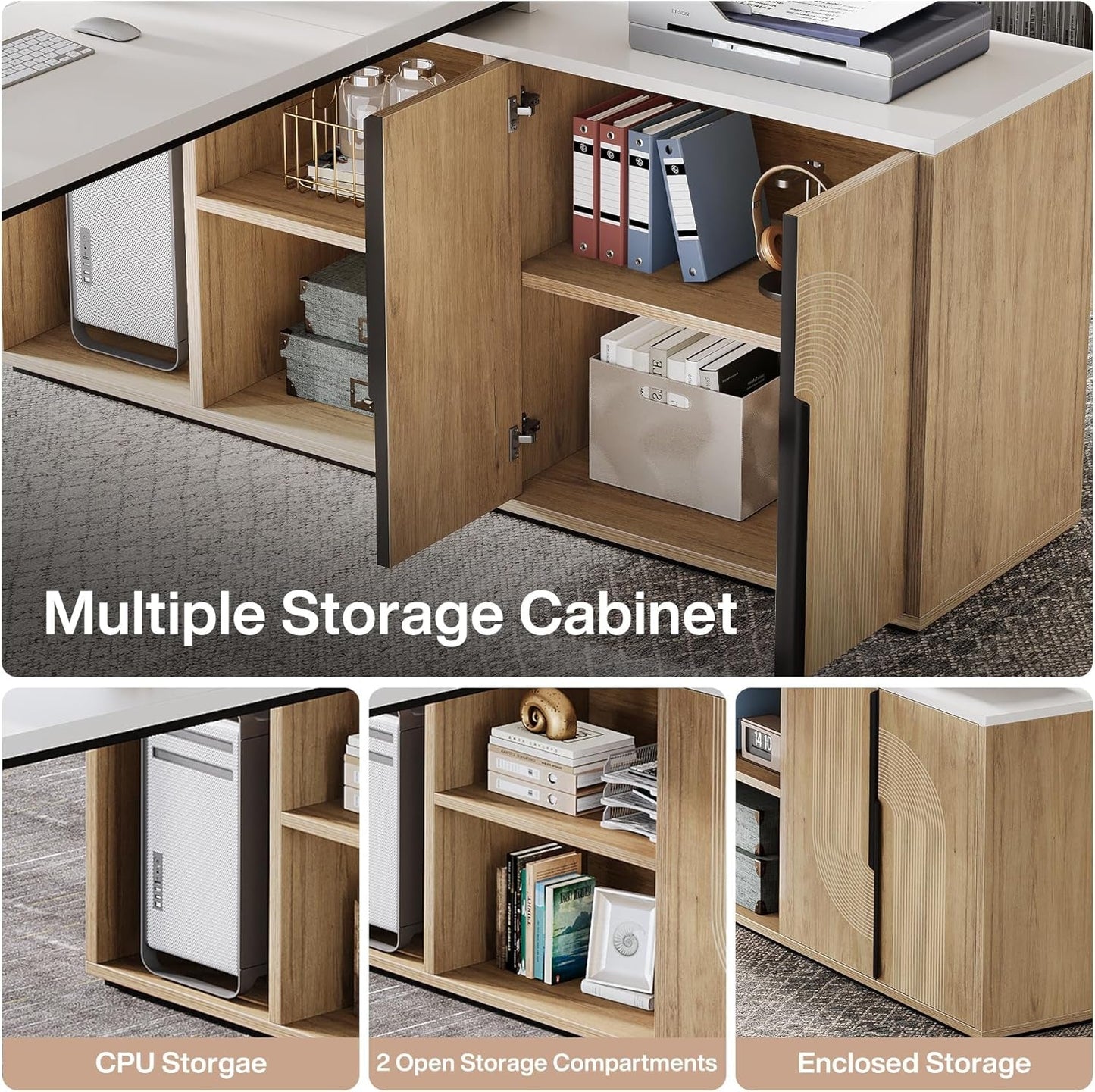 Premium White Engineered Wood Corner Desk 74.8 Inches