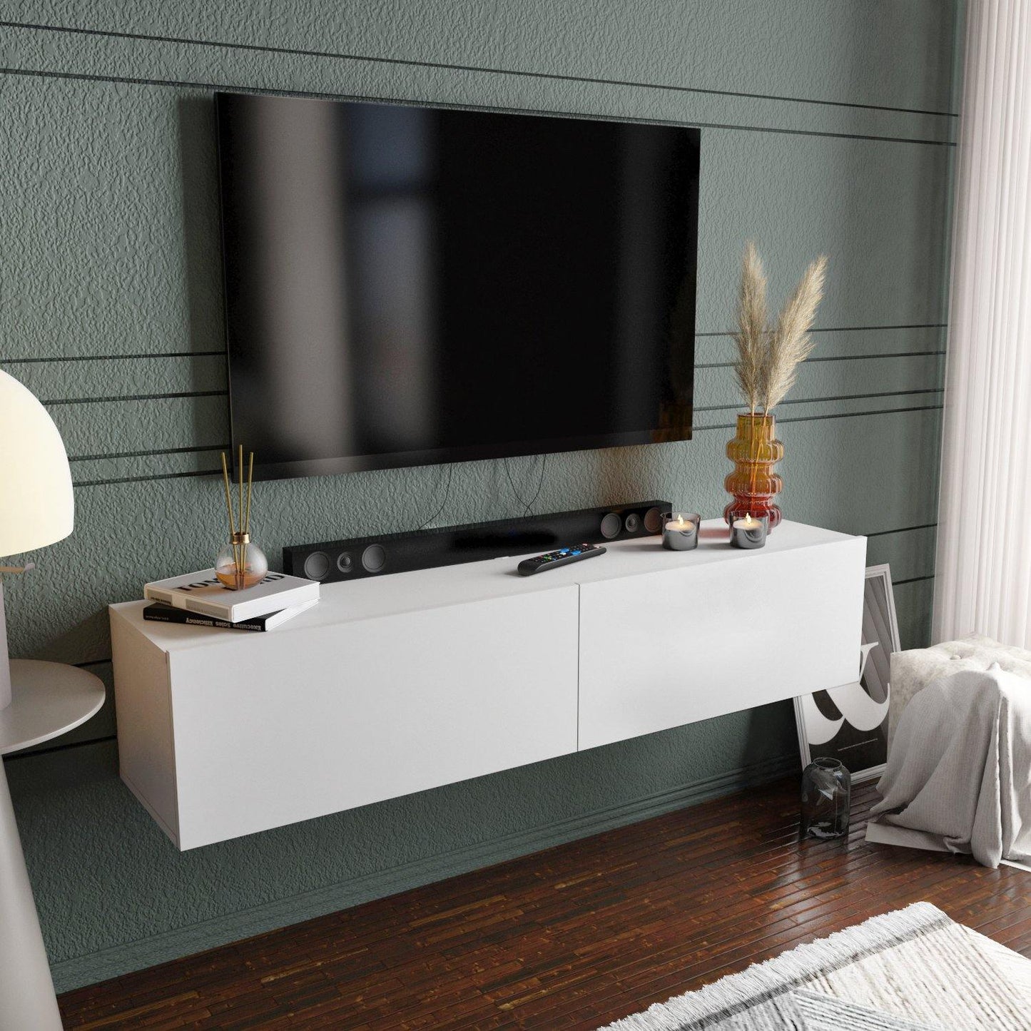 Poling 63" Wide Floating TV Stand and Media Console for TVs up to 70"