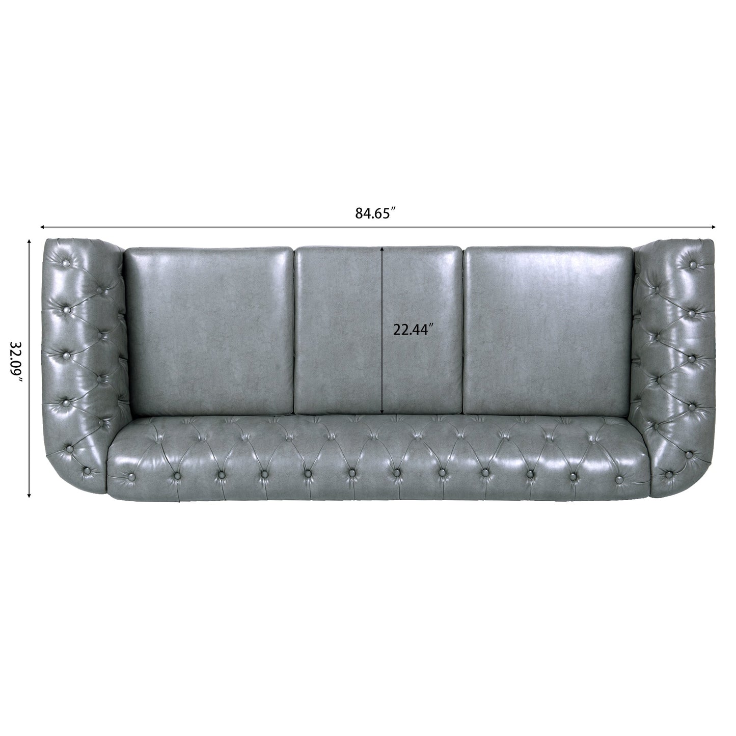 84.65' Rolled Arm Chesterfield 3 Seater Sofa.