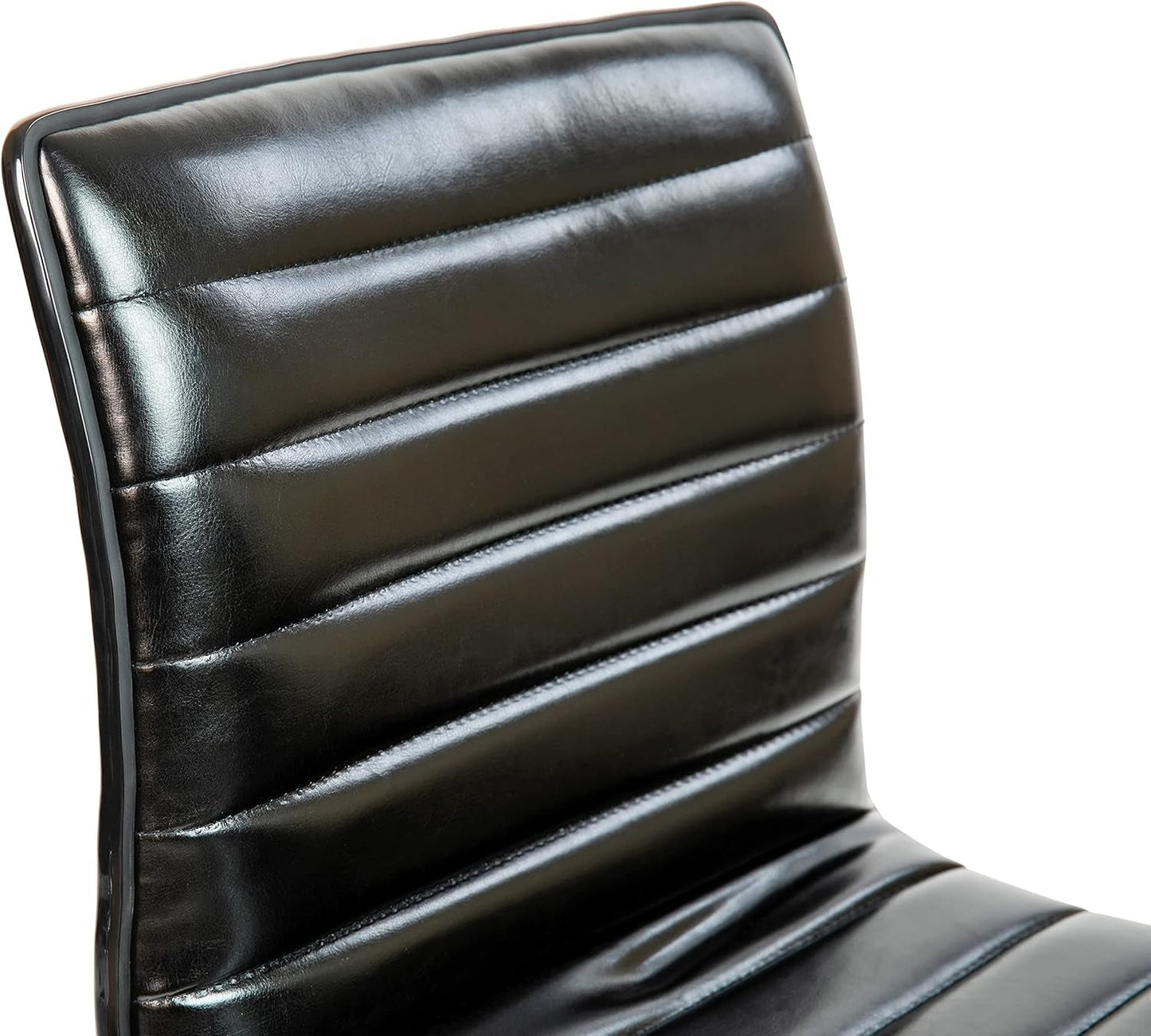 Alan Armless Office Task Chair Black Ribbed Back Modern