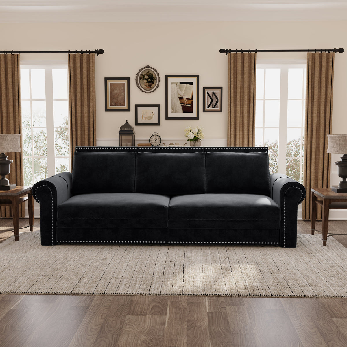 Chesterfield Sofa Bed – 3-in-1 Velvet Convertible Sleeper