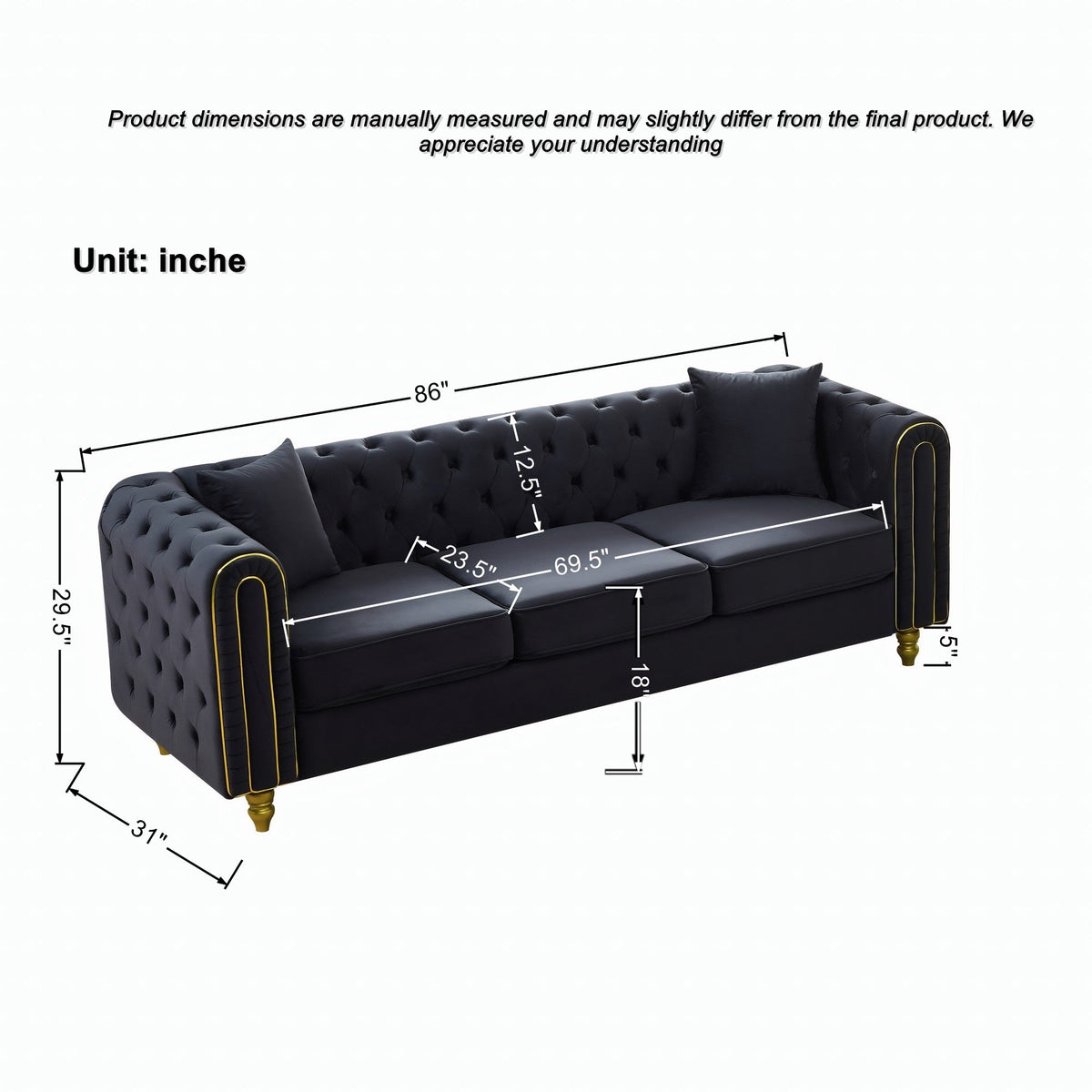 3 Seater Modern Loveseat Sofa