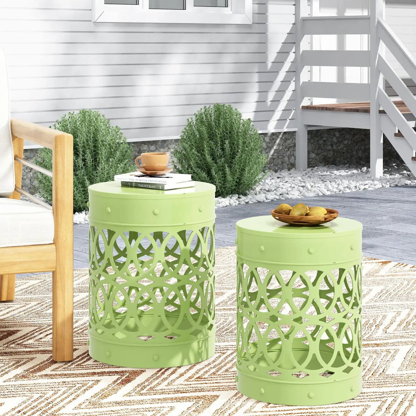 Outdoor Metal Set of 2 End Tables
