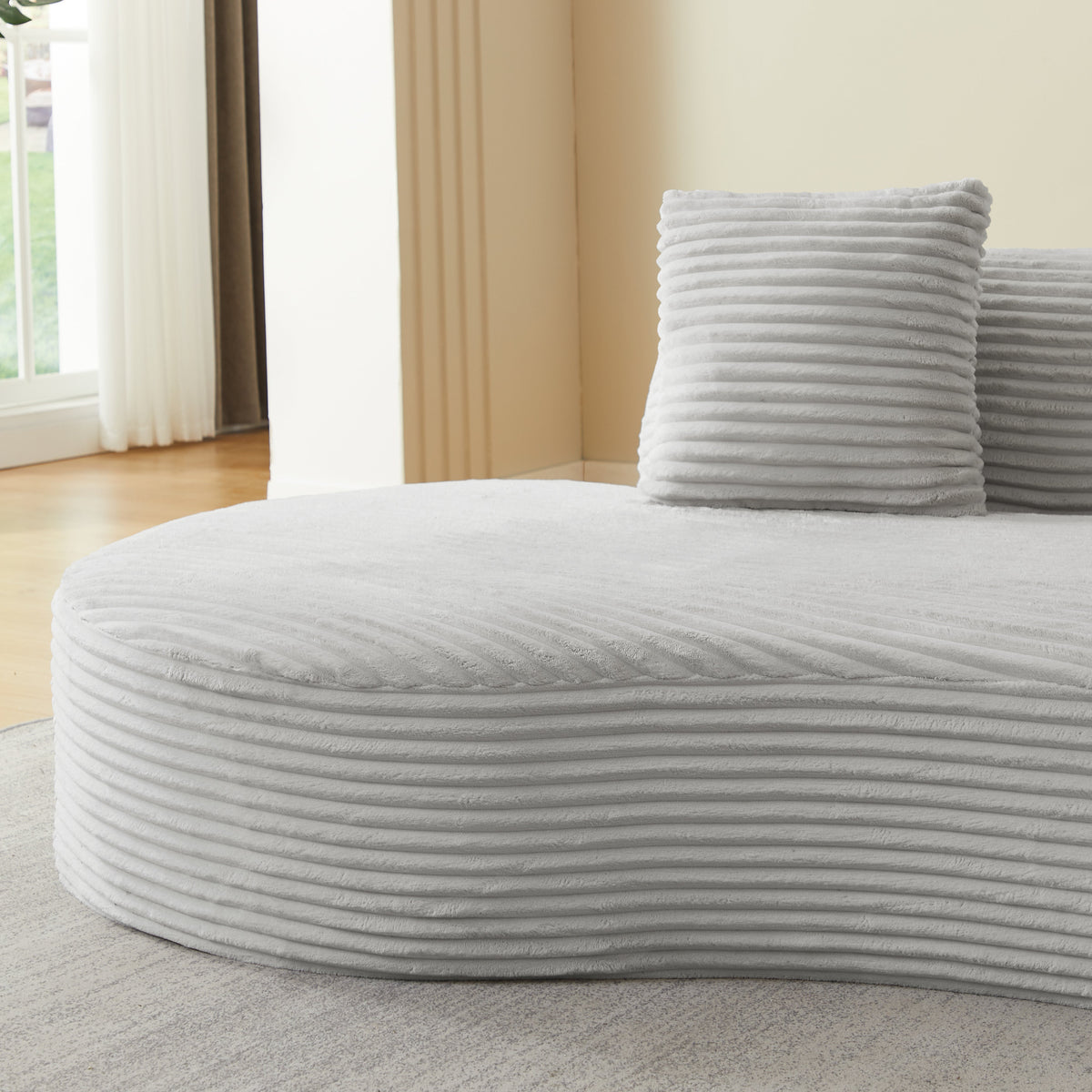 Contemporary Corduroy Curved Sectional Sofa with Scatter Cushions