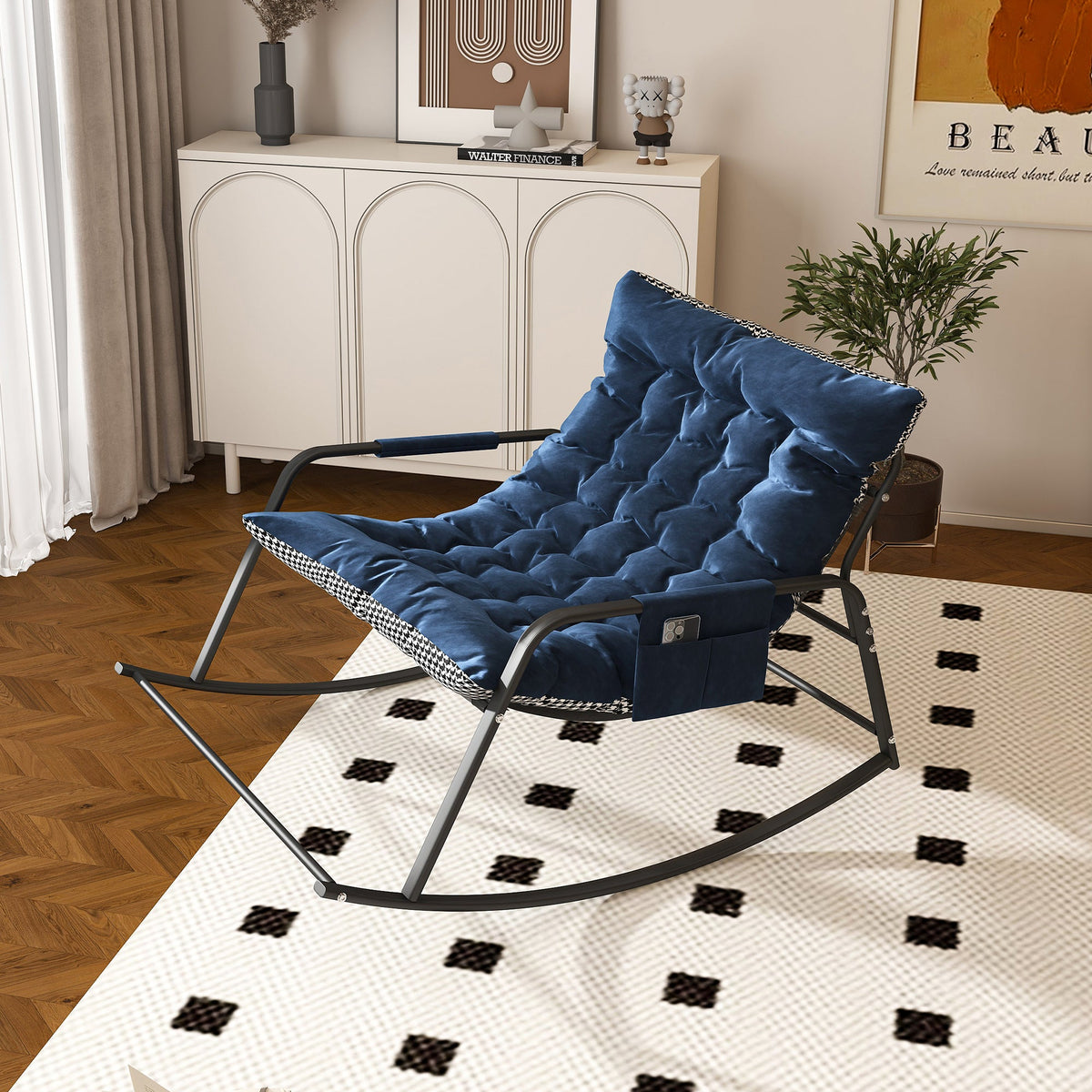 Rocking Chair with Storage, Cushions & Armrests