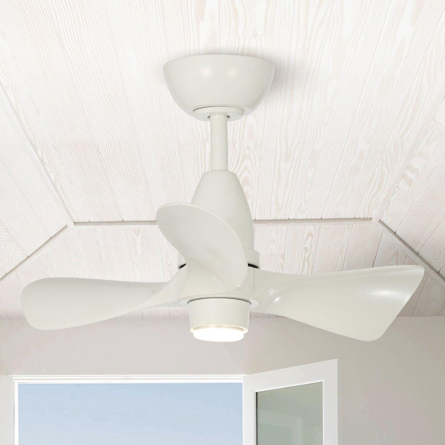 28" Kwang Farmhouse DC Motor Downrod Mount Reversible Ceiling Fan with LED Lighting and Remote Control