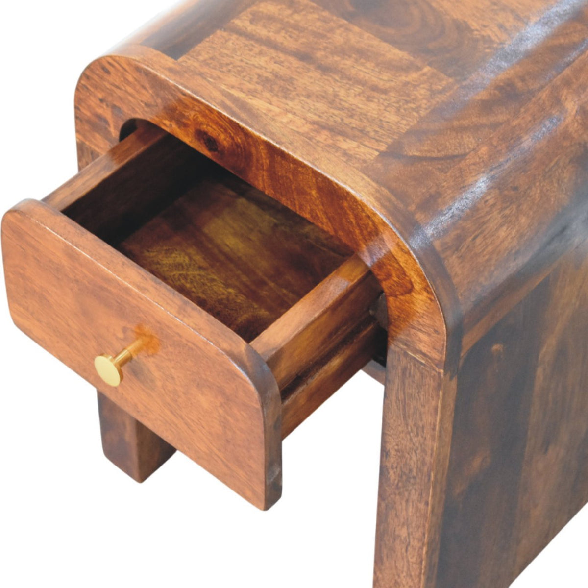 Mini Darcy Chestnut Nightstand with Curved Edges, 1-Drawer