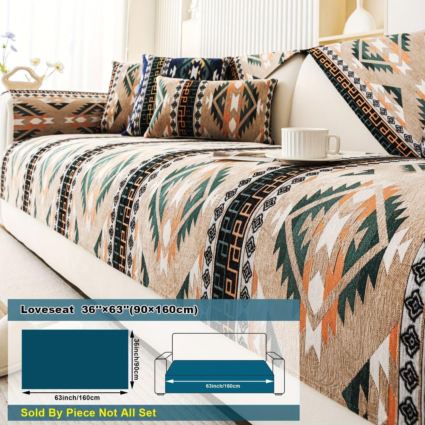 Boho Couch Cover - Chic Snow Chenille Sofa Slipcover