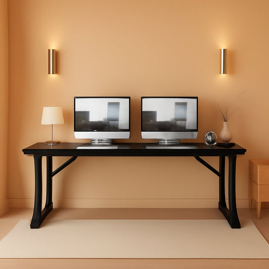 78.7 Inch Black Executive Desk Home Office Computer Desk