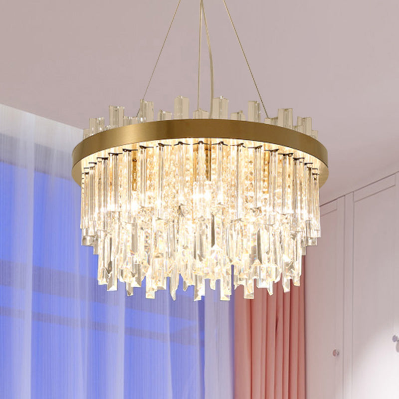 Embrace Modern Elegance with the Faceted Crystal Cylinder Chandelier