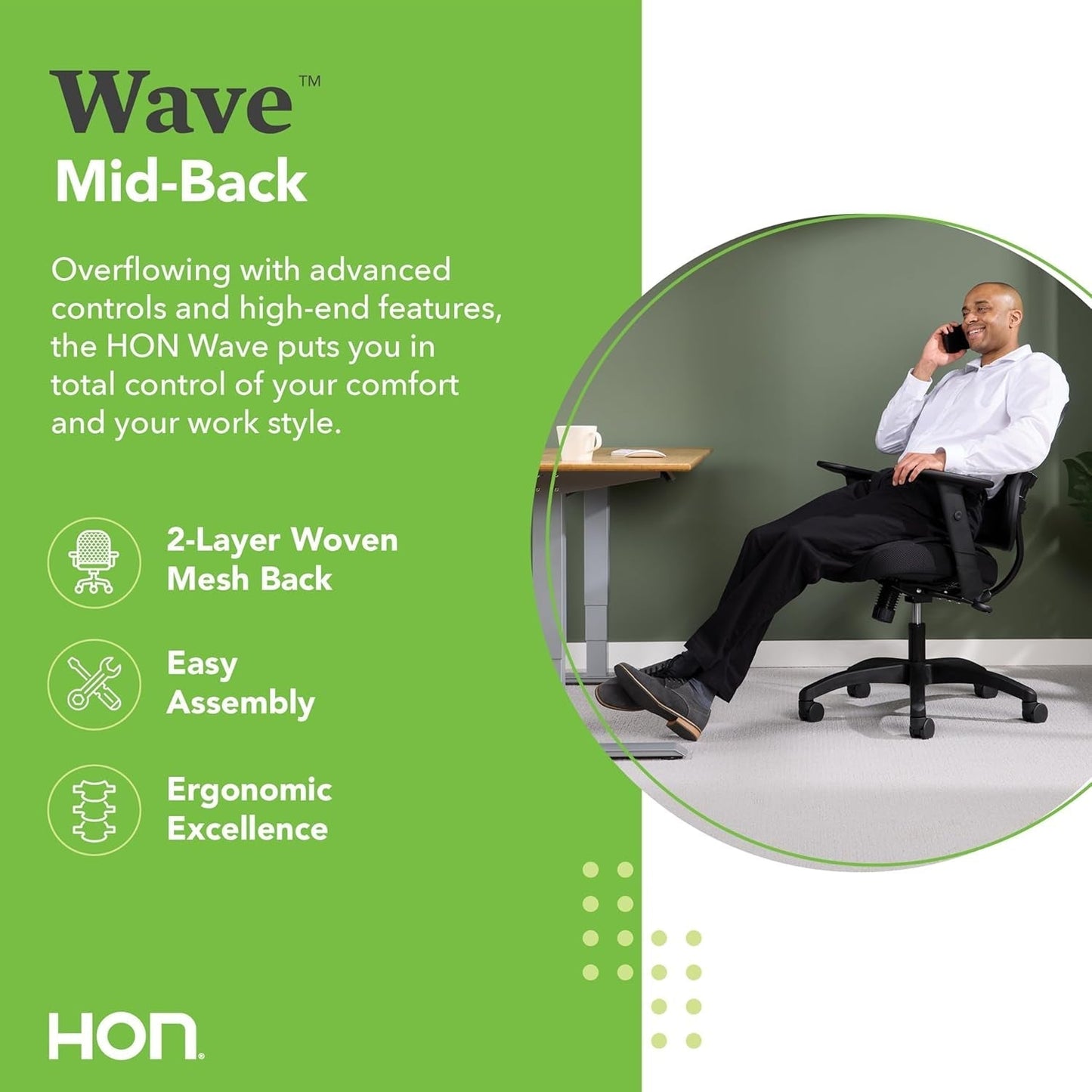 Wave Ergonomic Mesh Office Desk Chair With Lumbar Support