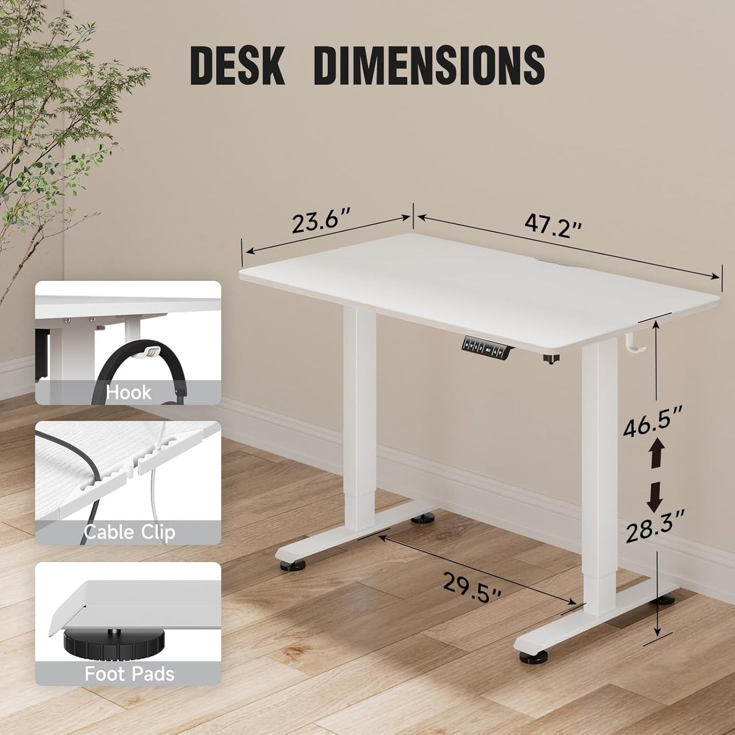 47 Inch Electric Standing Desk Height Adjustable Ergonomic
