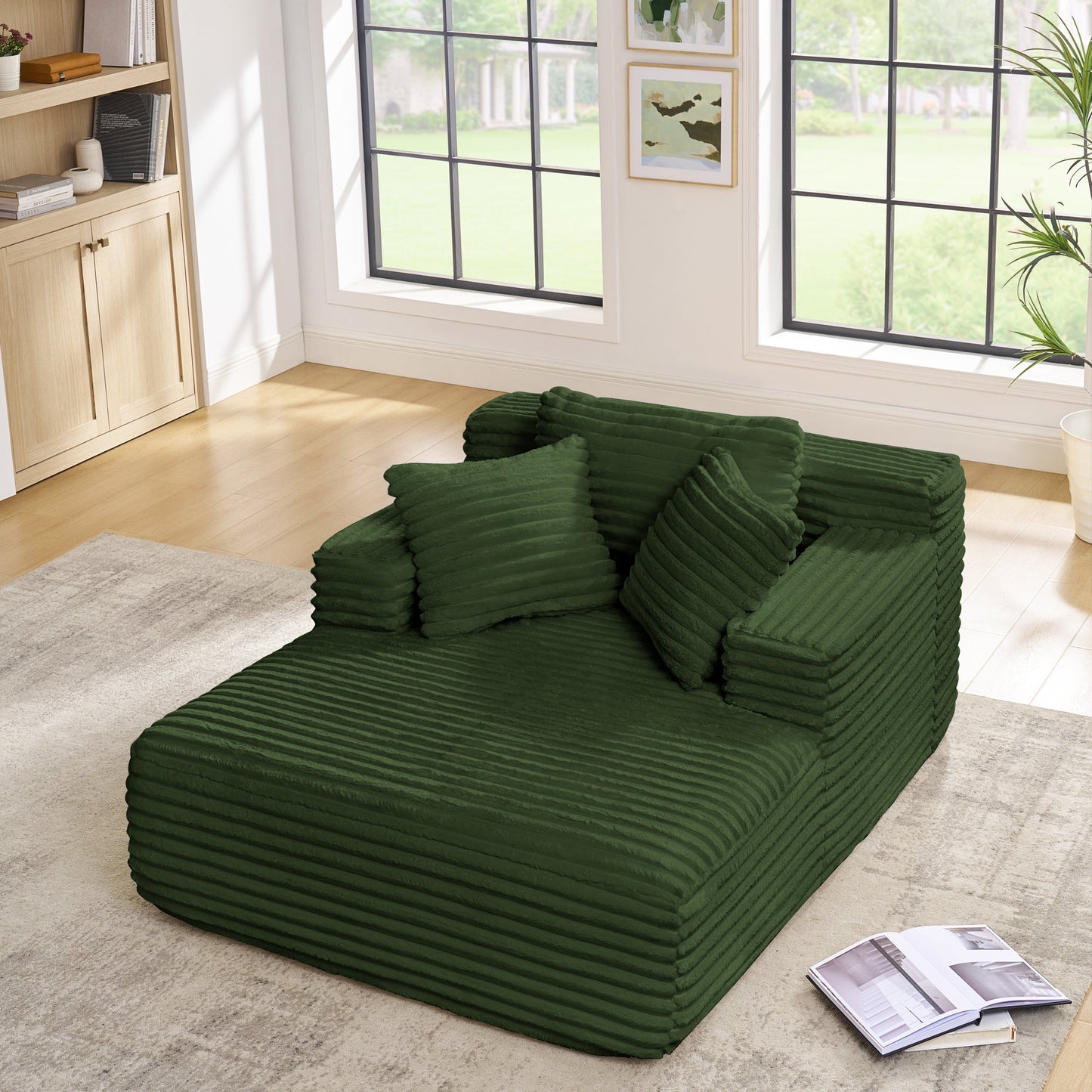 Fluffy Corduroy Upholstered Cloud Couch Sofa Bed