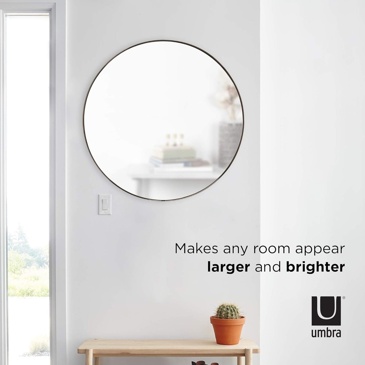 34 Inch Circle Mirror Titanium Finish For Entryways