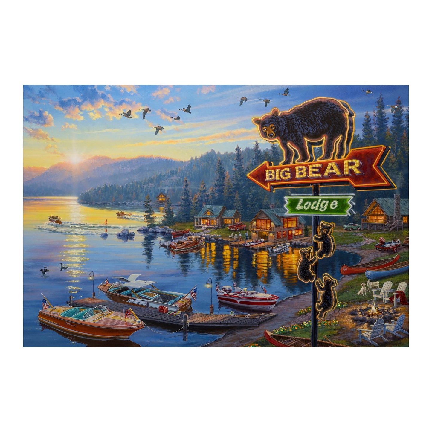 LED Art 24in x 16in-Big Bear Lodge