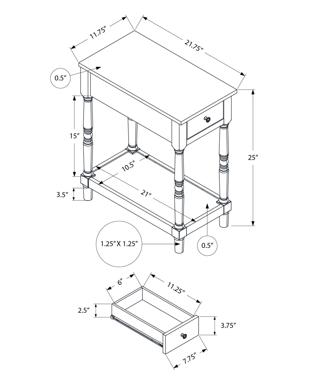 2 Tier Accent Table with Storage Drawer