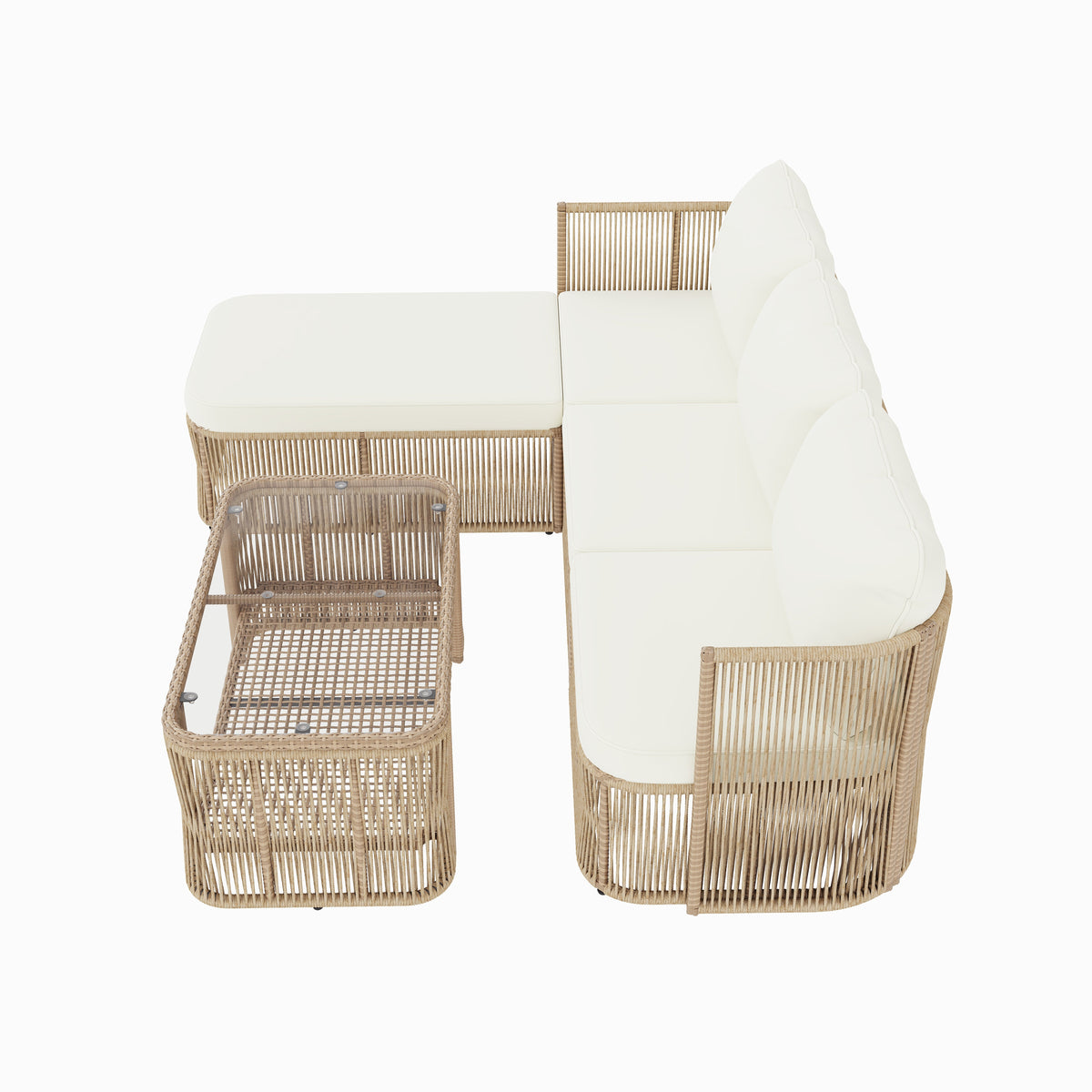 Outdoor PE Rattan Patio Furniture Set with Iron Frame, Dark