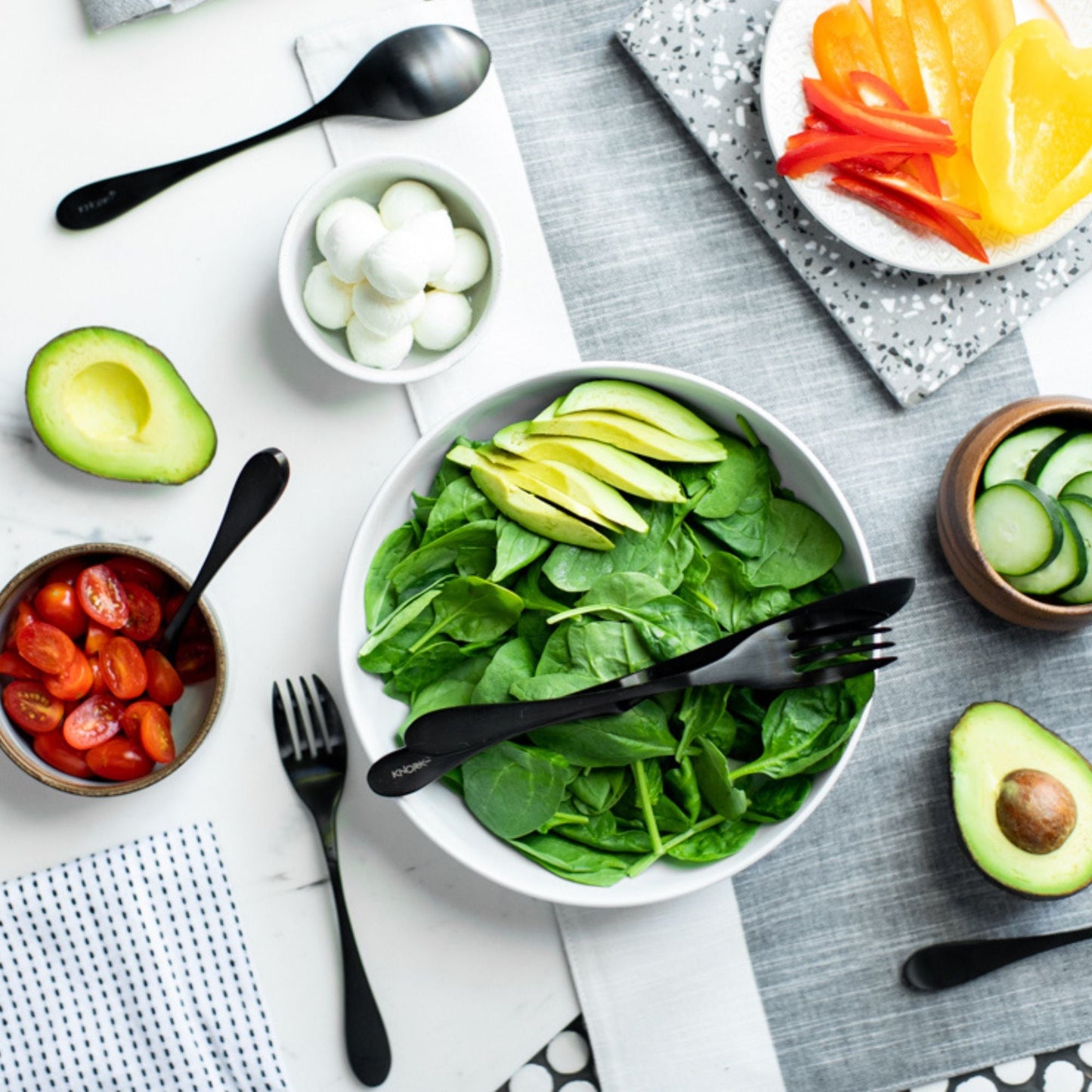 KNORK Coated 5-Piece Place Set, Matte Black