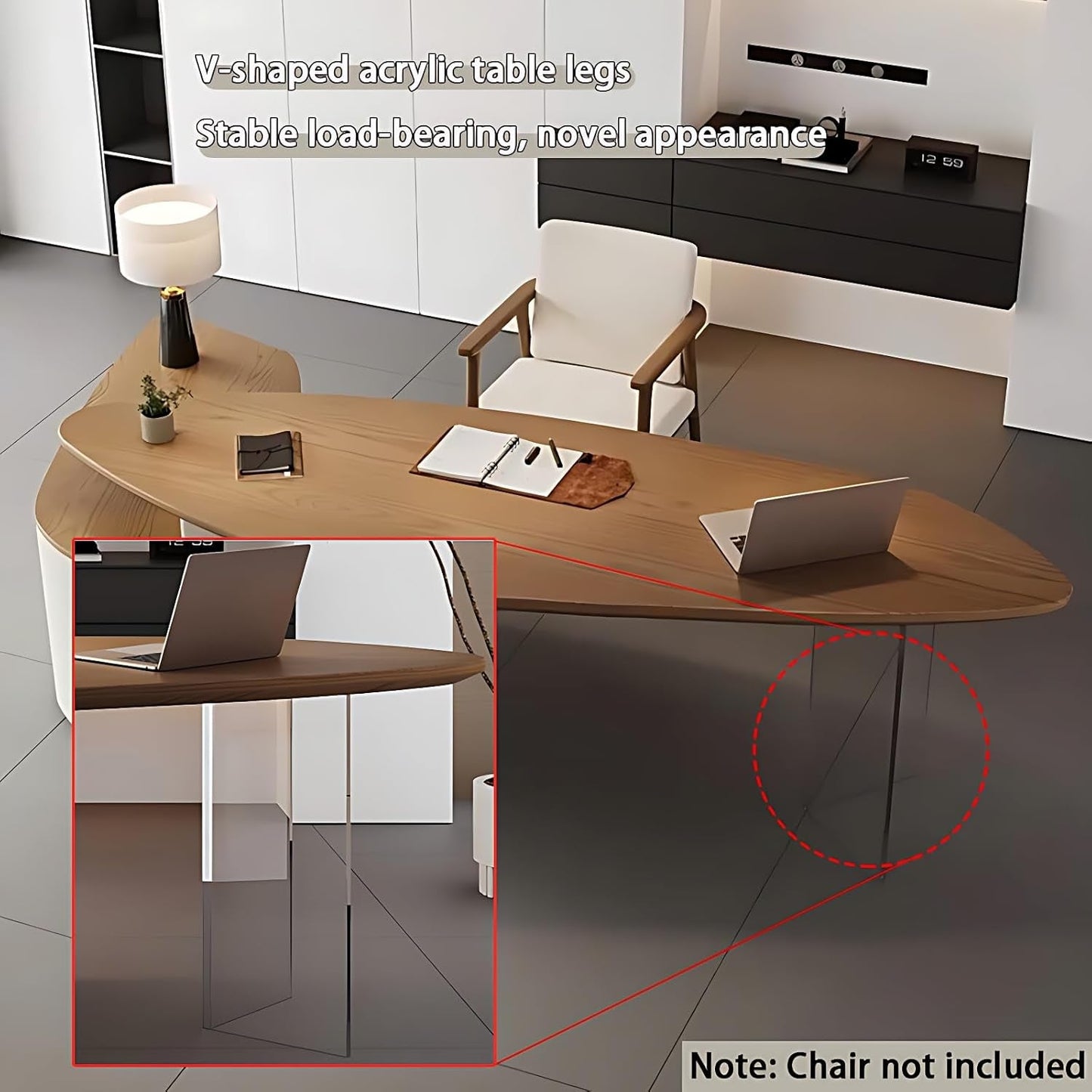 Solid Wood L Shape Desk With Integrated Side Cabinet 56 In