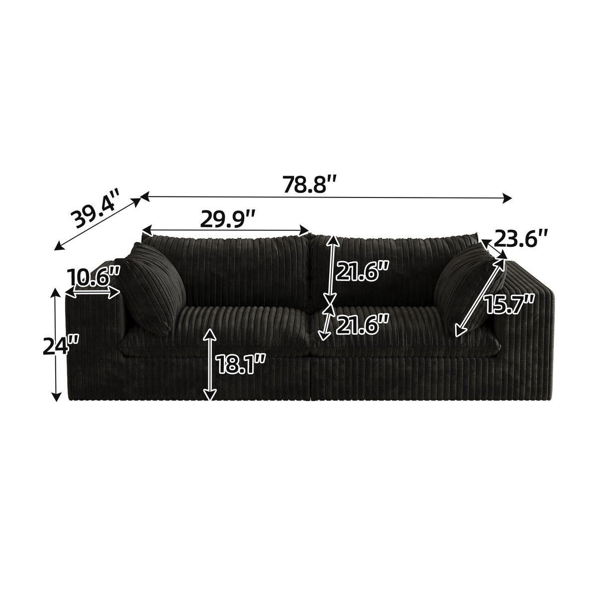 Y137 Modular 2-Seater Sofa - Black