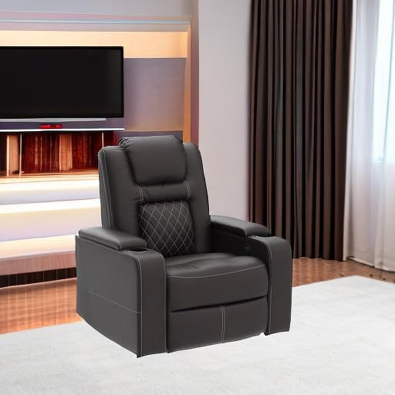 Power Recliner Chair With USB Ports And Cup Holders Brown