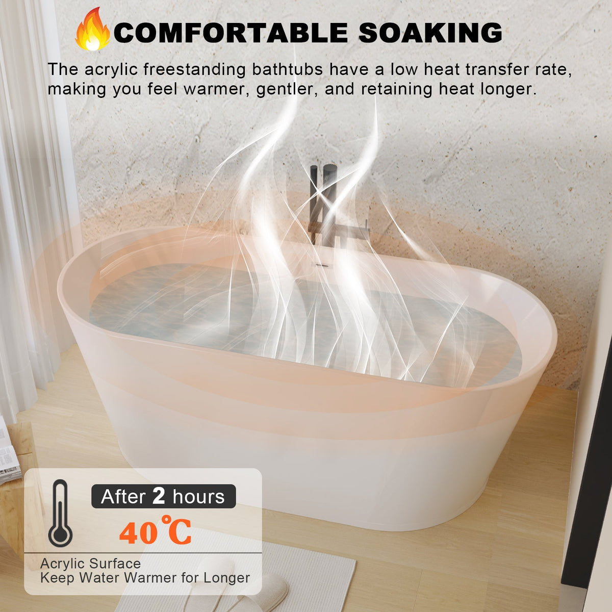 55" Acrylic Freestanding Bathtub