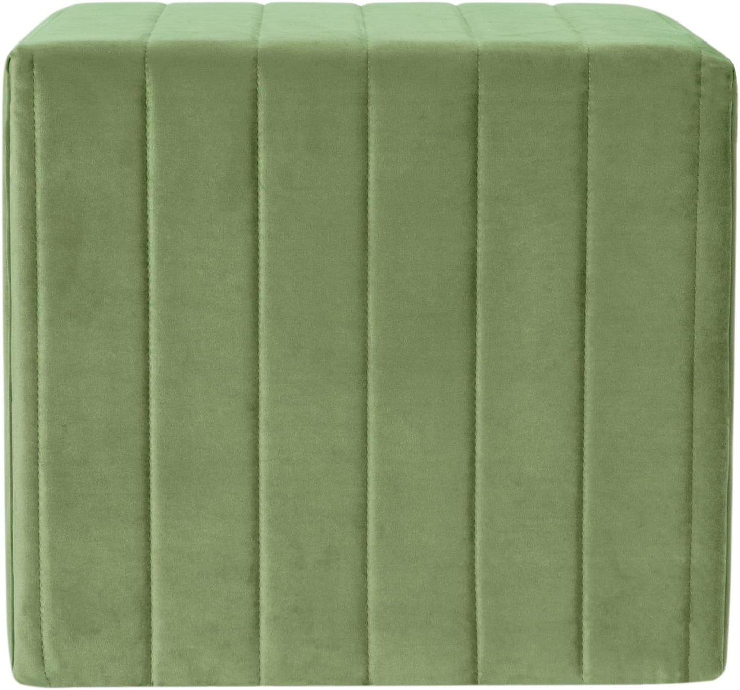 Green Velvety Tufted Ottoman Footstool 18.5 Inches